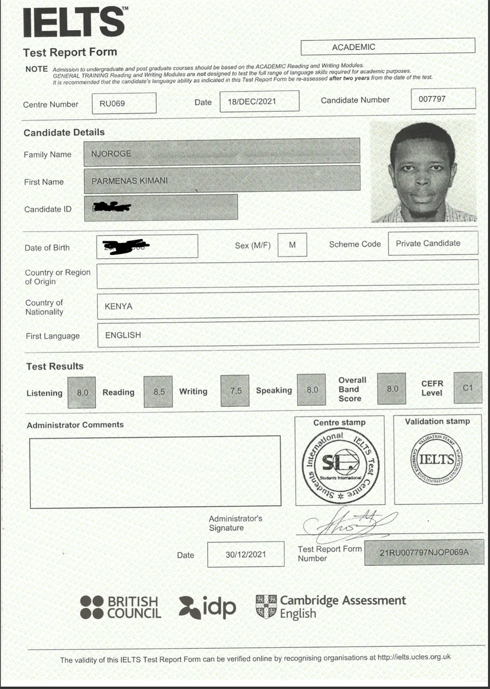 IELTS CERTIFICATE 