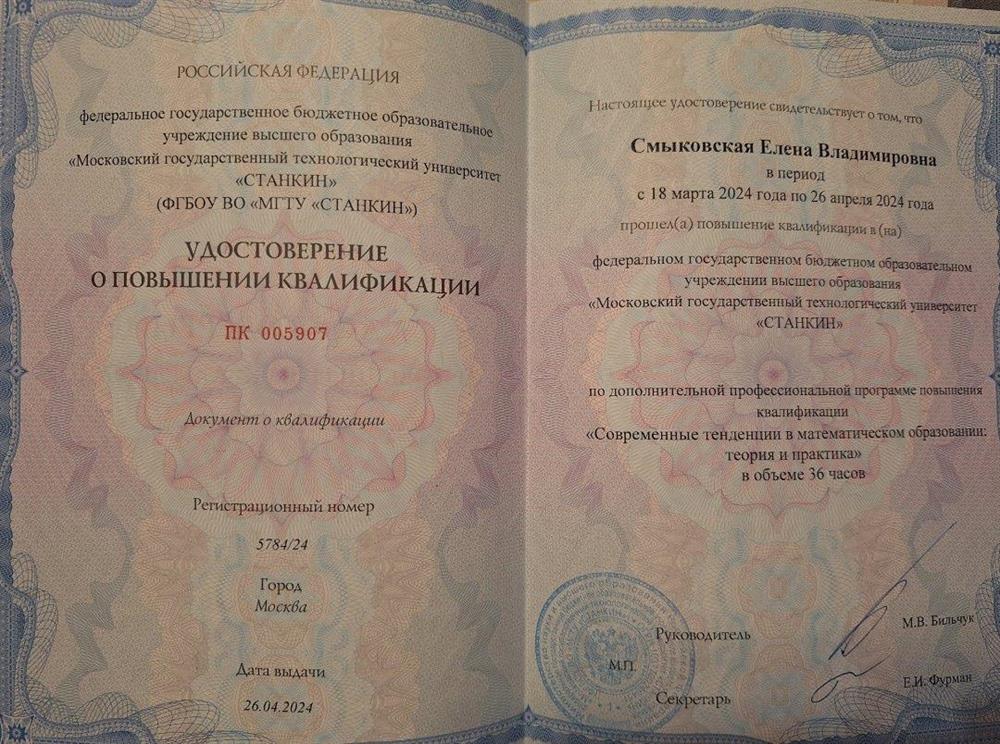 Повышение квалификации "Современные тенденции математического образования"