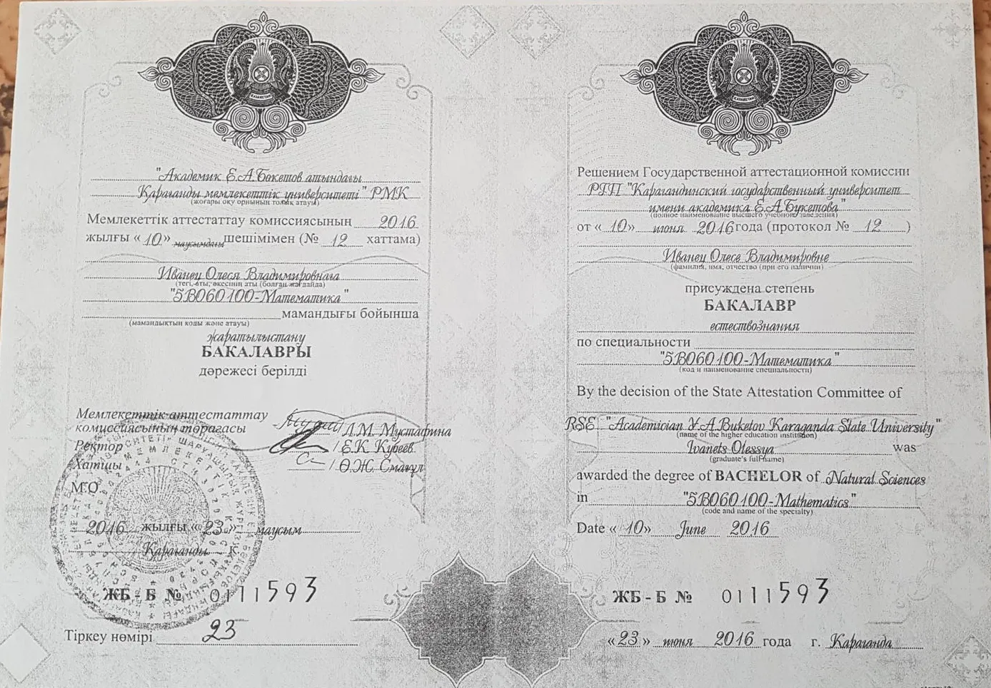 Диплом бакалавра