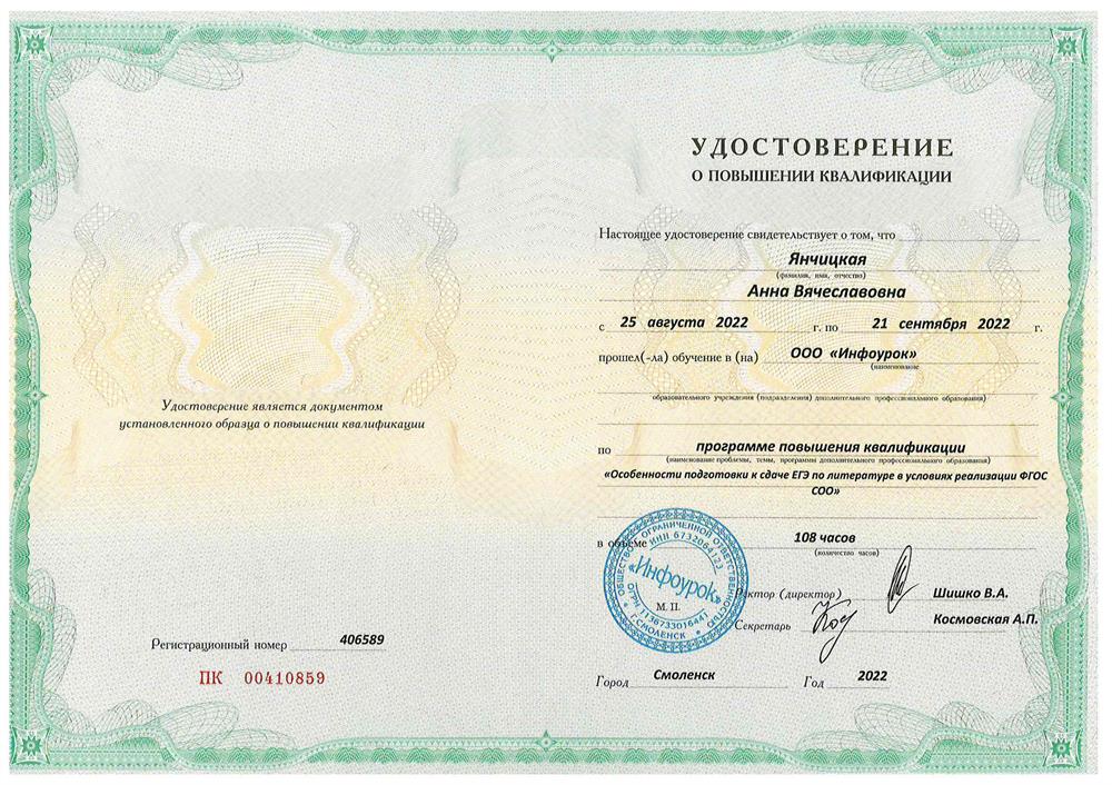 Особенности подготовки к сдаче ЕГЭ по литературе в условиях реализации ФГОС СОО