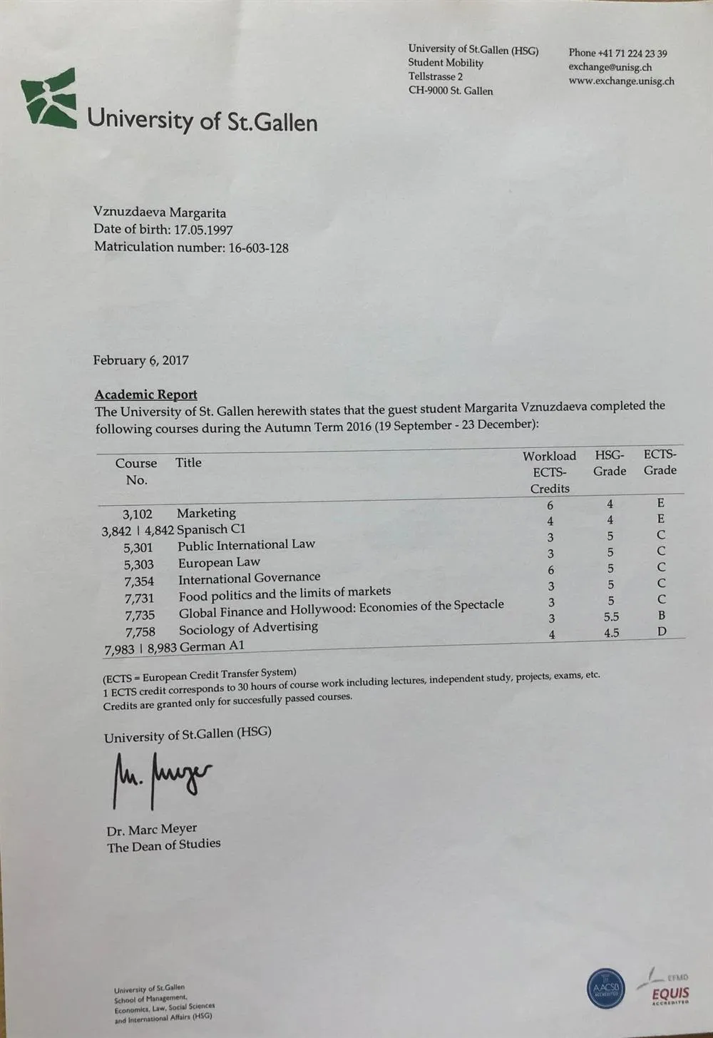 Certificate from University of Saint Gallen