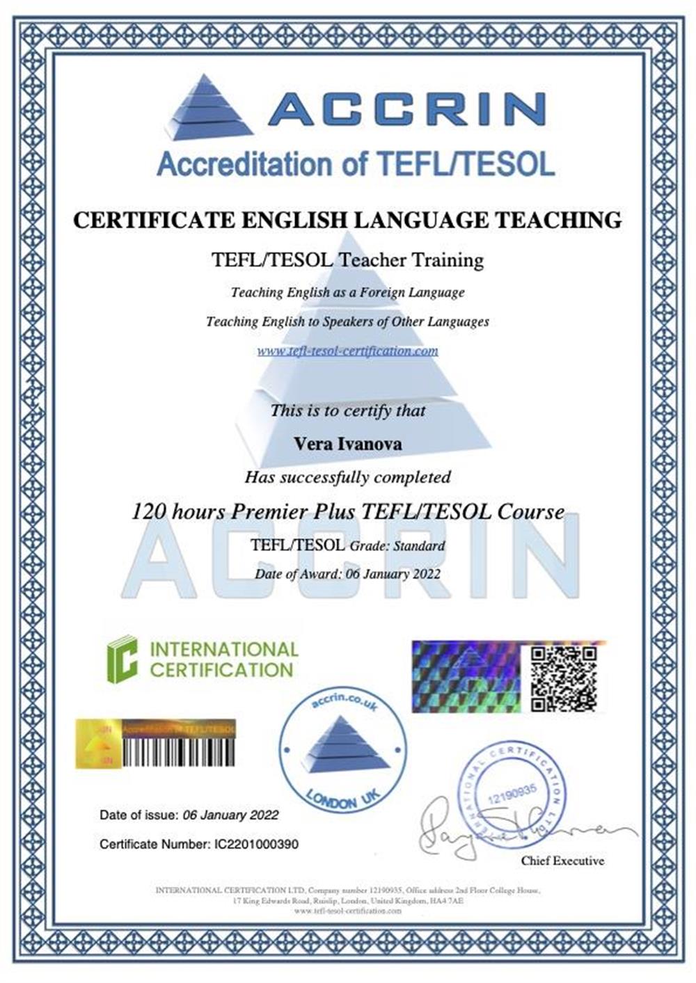 TEFL/TESOL CERTIFICATE