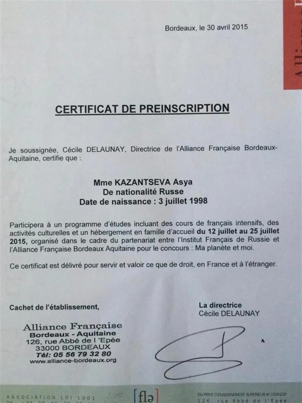 Alliance Francaise - 2015