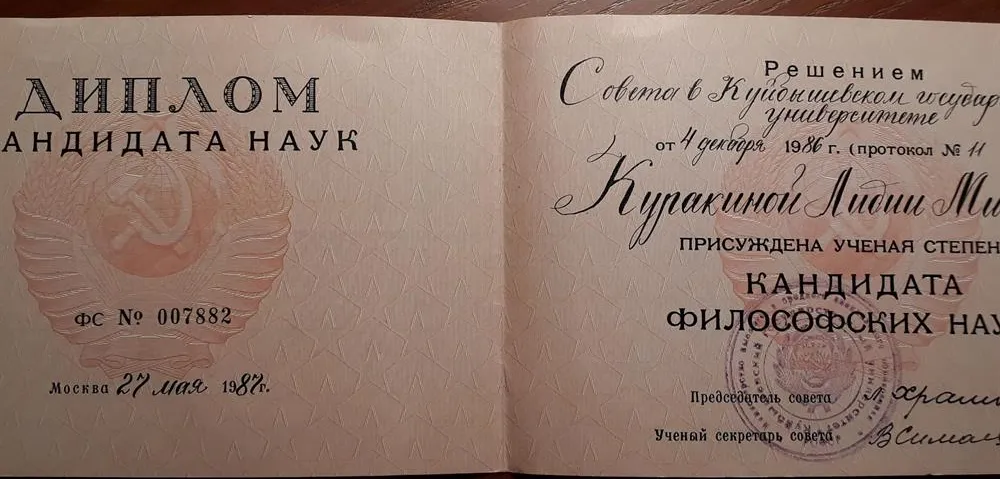 Диплом кандидата философских наук