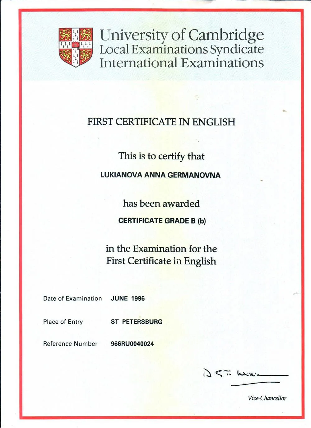 First Certificate in English