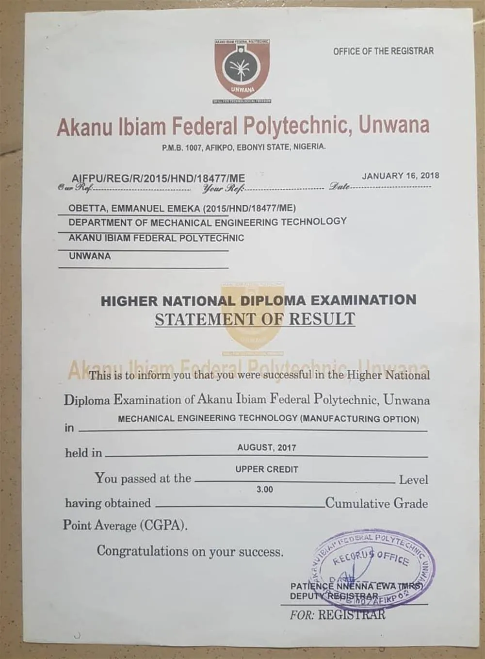 Higher National Diploma 