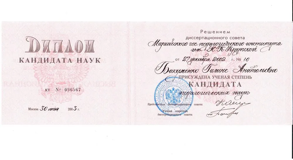 Диплом кандидата наук
