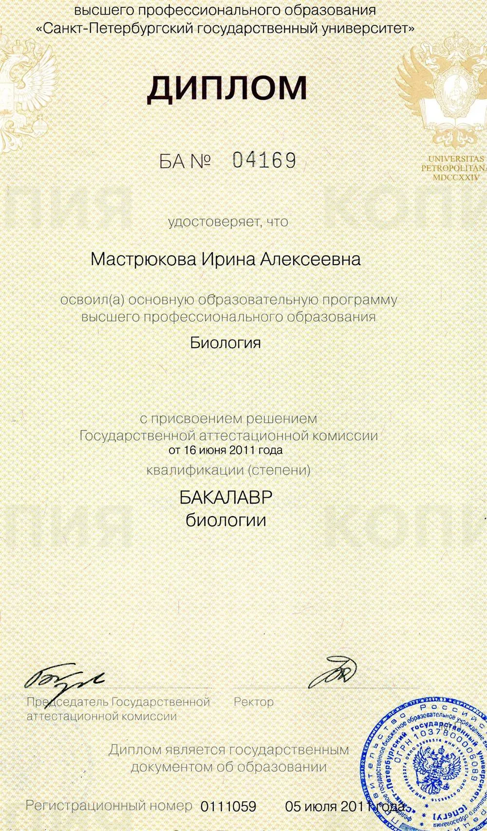 Диплом магистра 