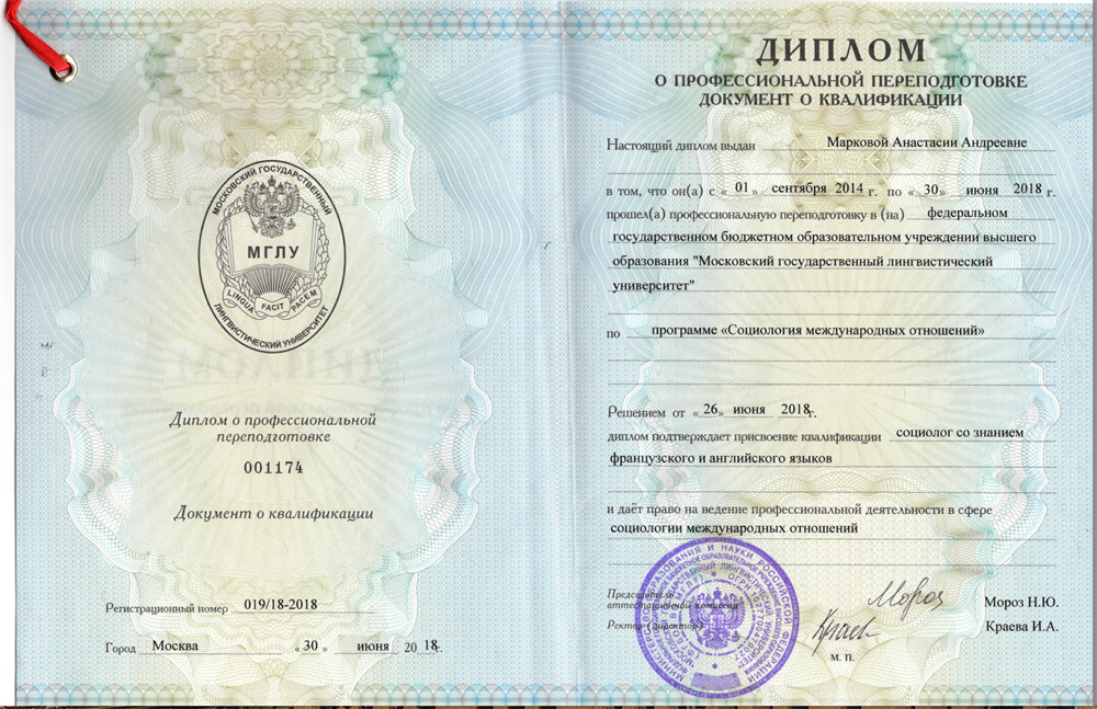 Диплом о профессиональной переподготовке