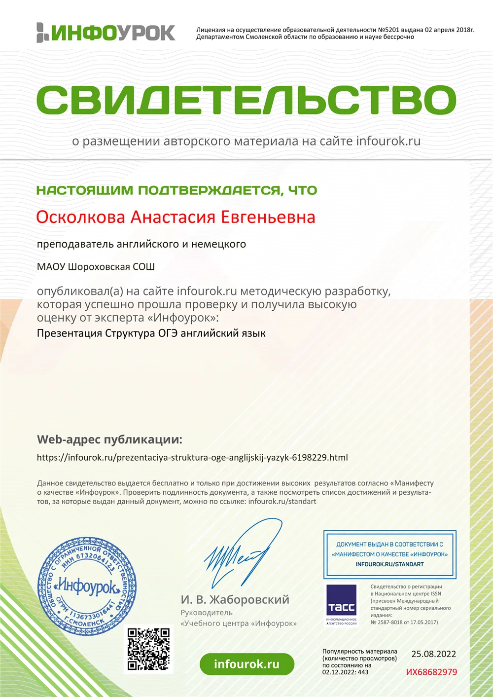 Публикация личных разработок