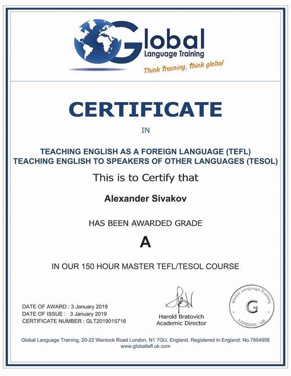 TEFL/TESOL Certificate
