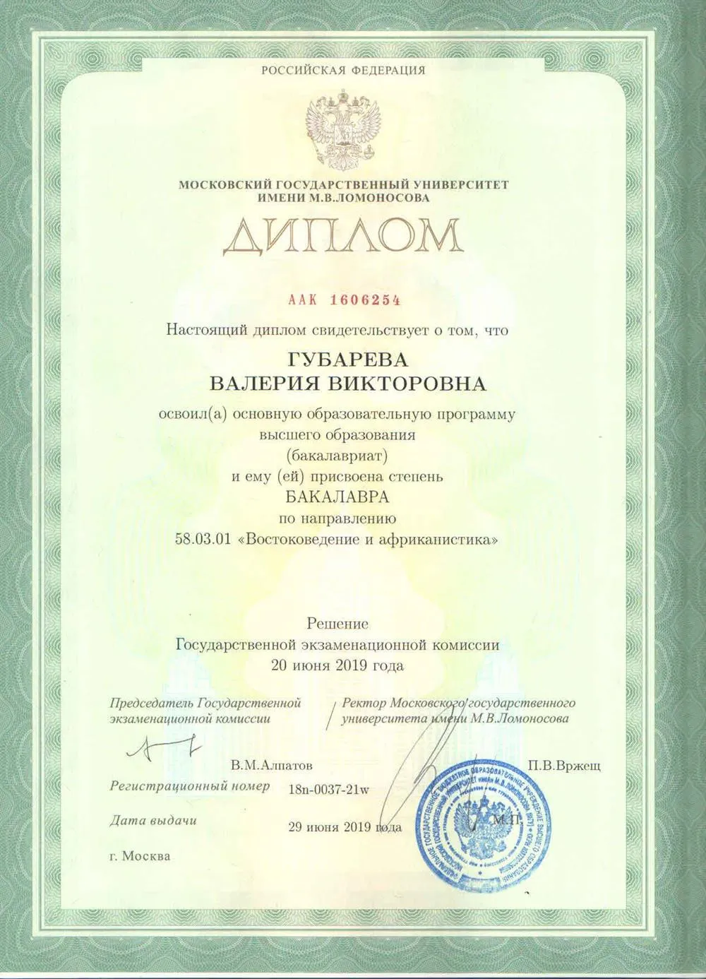 Диплом бакалавра 
