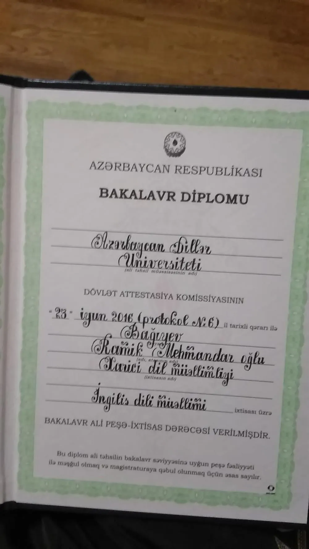 Диплом бакалавра