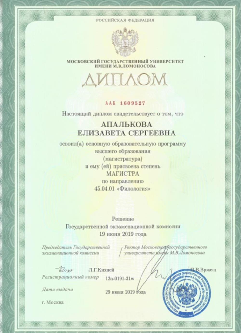 Диплом магистра