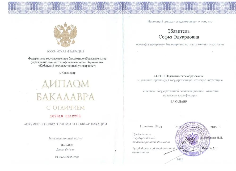 Диплом бакалавра 