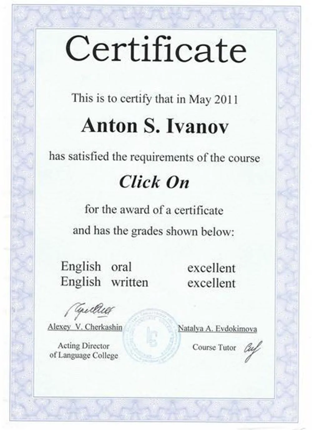Click On Certificate