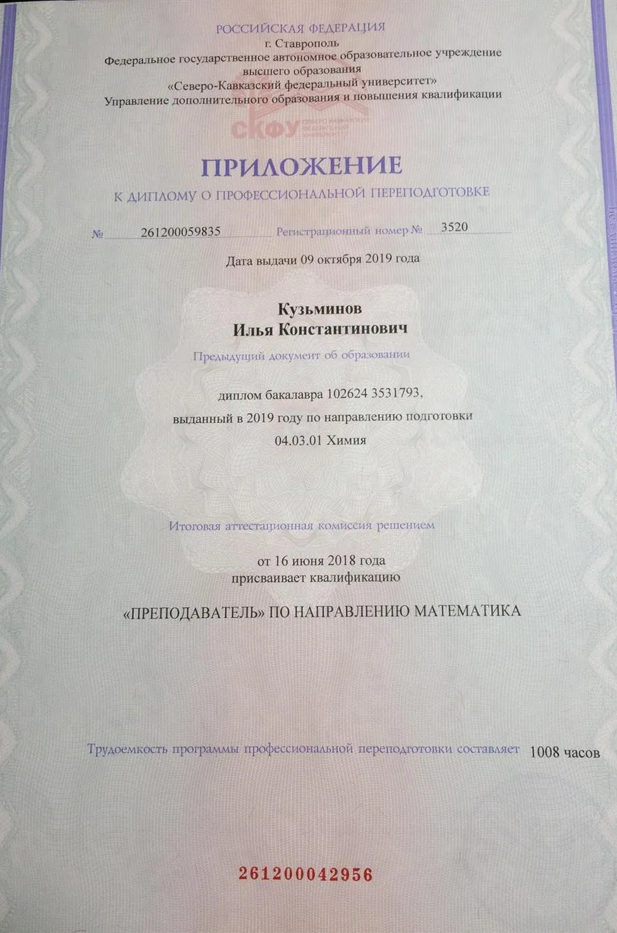 Приложение к диплому