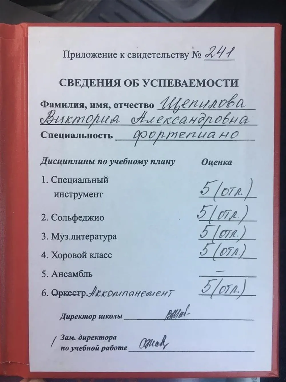 Диплом об окончании музыкальной школы