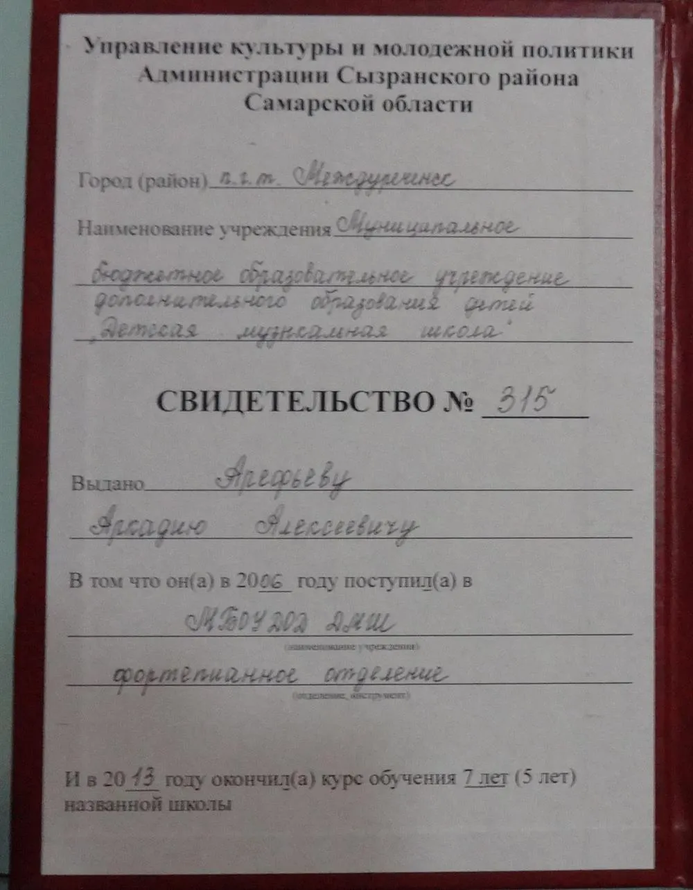 Свидетельство