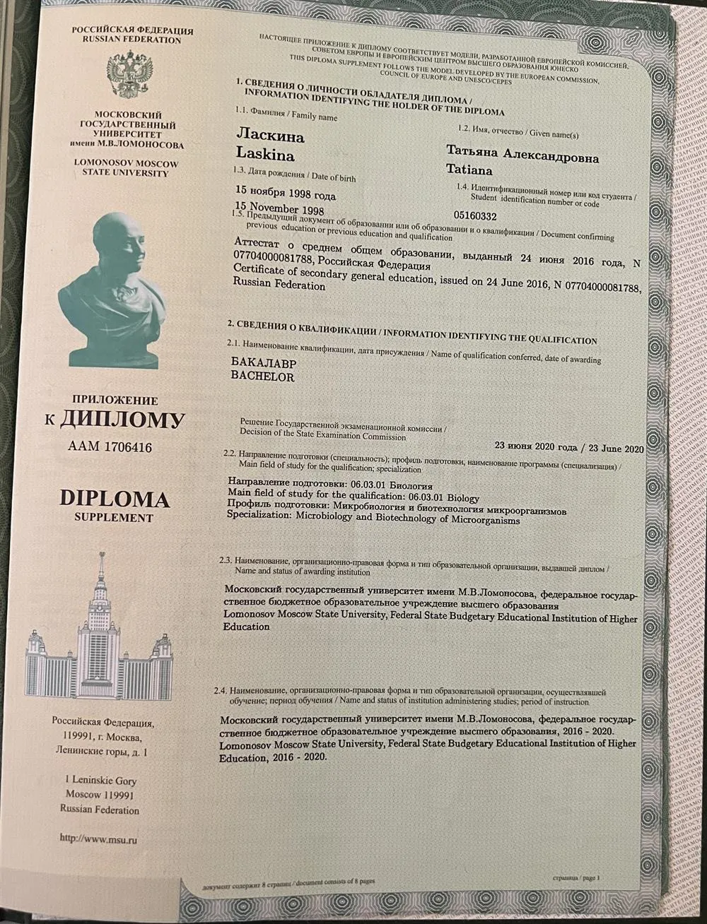 Диплом бакалавра