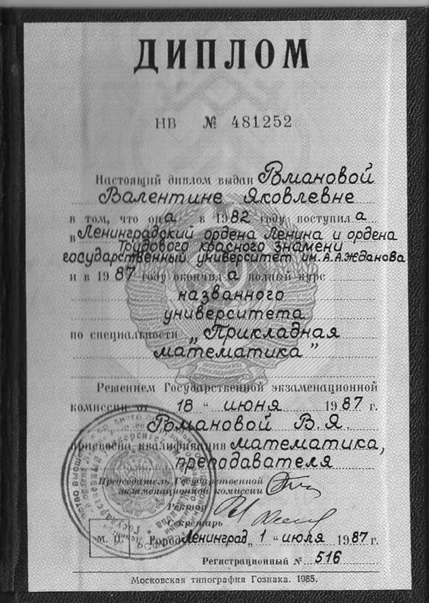 Диплом Ленинградского Государственного Университета