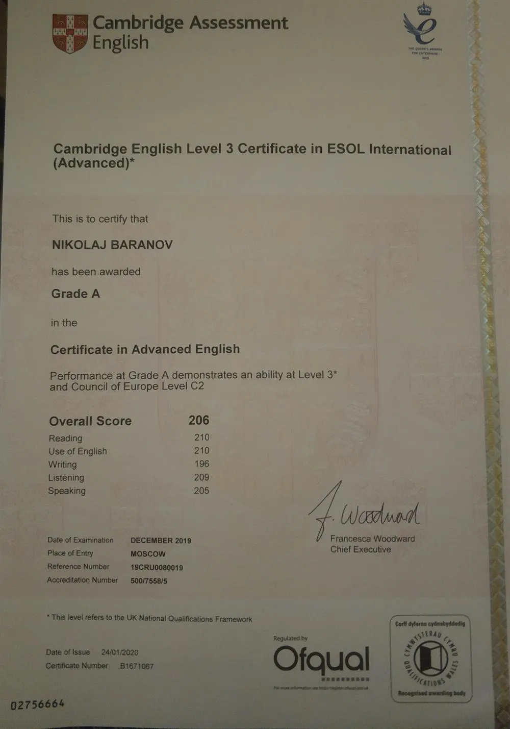 CAE Advanced English Certificate