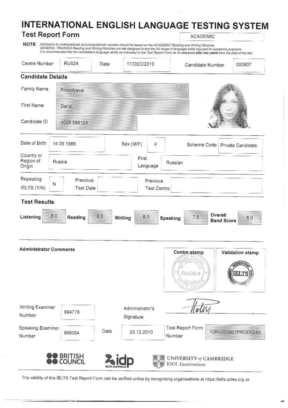 IELTS Academic 8.0