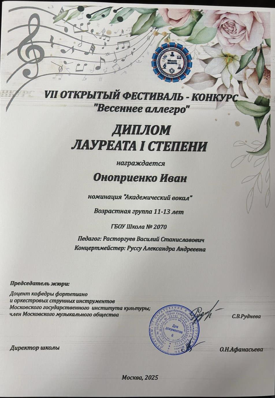Диплом. Результаты Учащихся