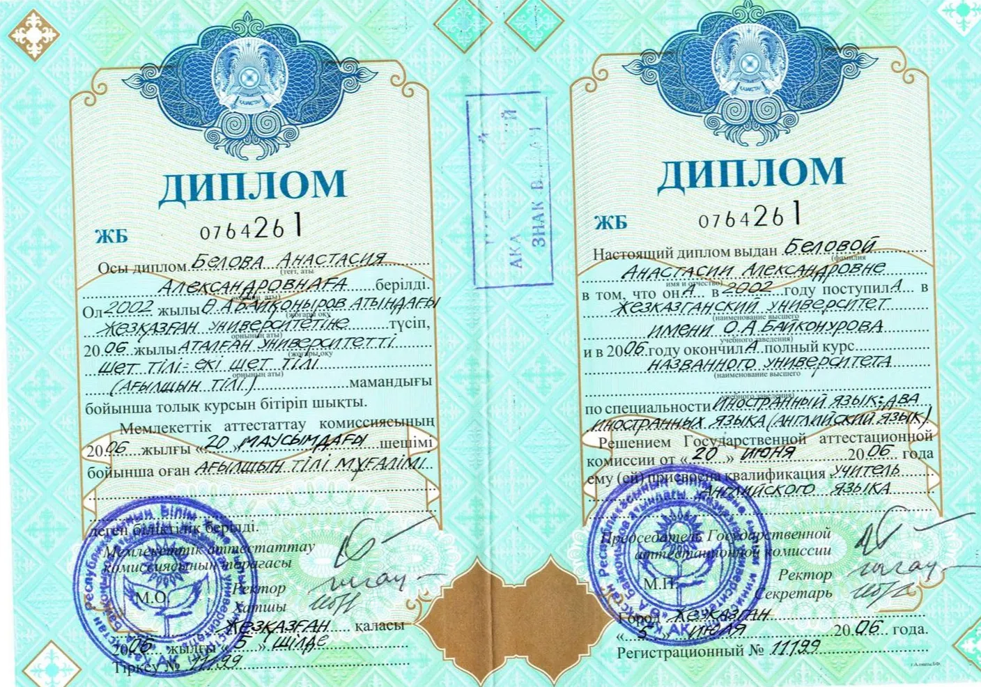 Диплом о высшем образовании