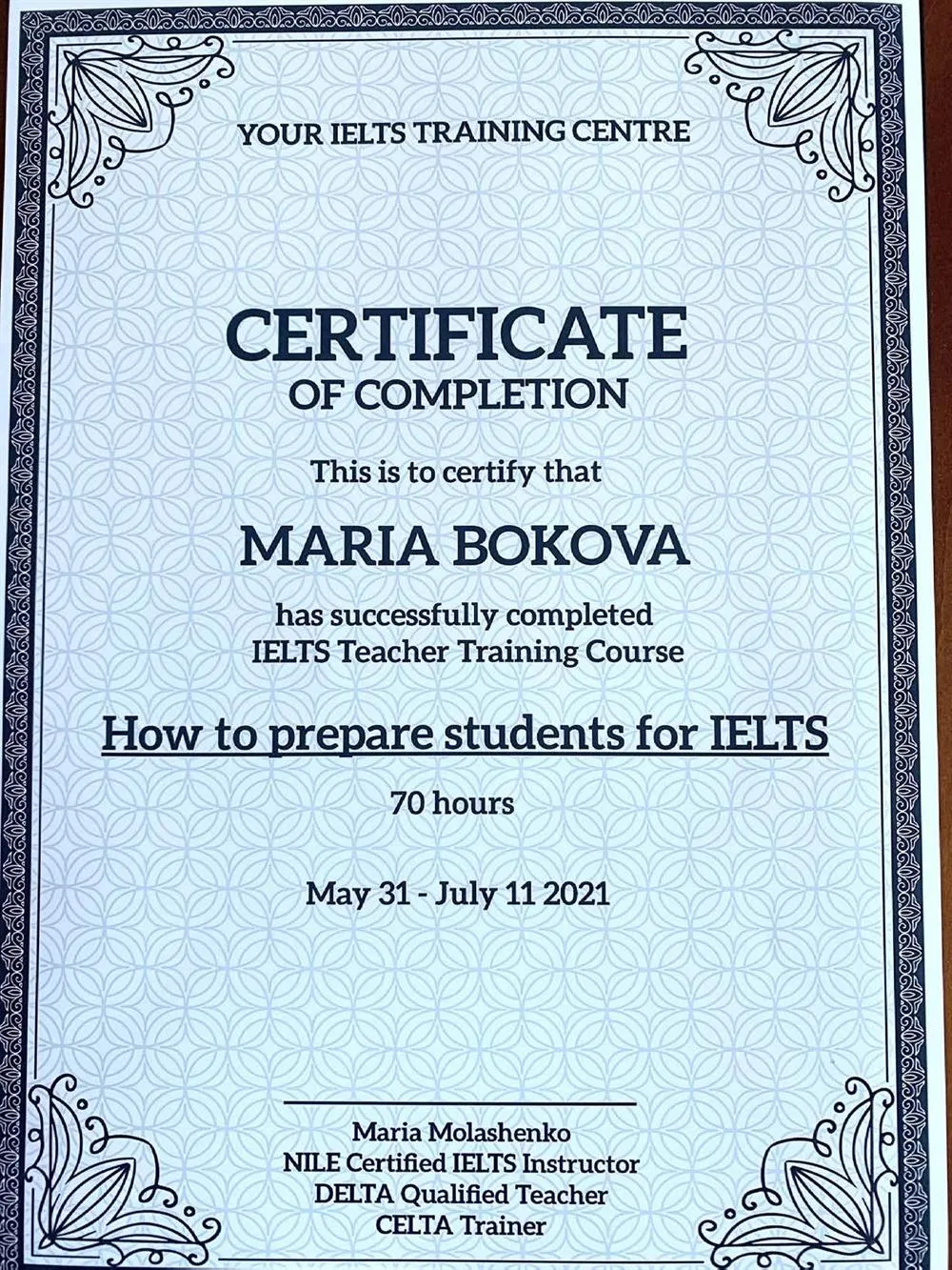 Certificate IELTS Teacher Training Course