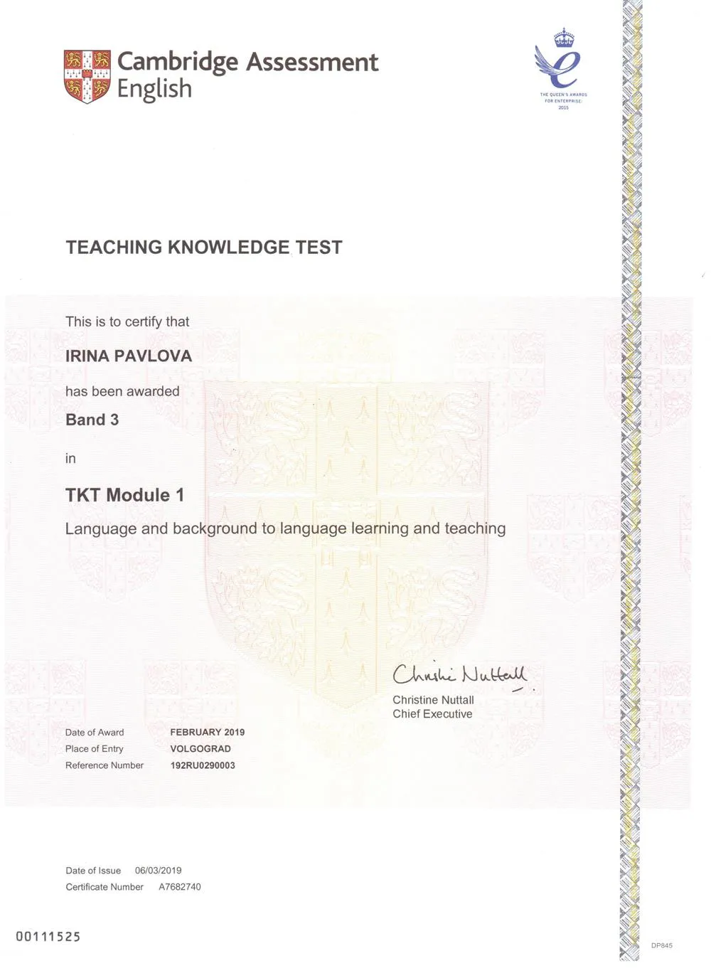 Teaching knowledge test, Module 1 (Cambridge Assessment English)