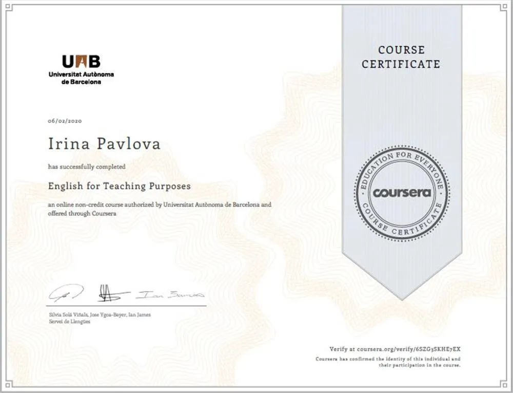 English for Teaching Purposes (Universitat Autonoma de Barselona)