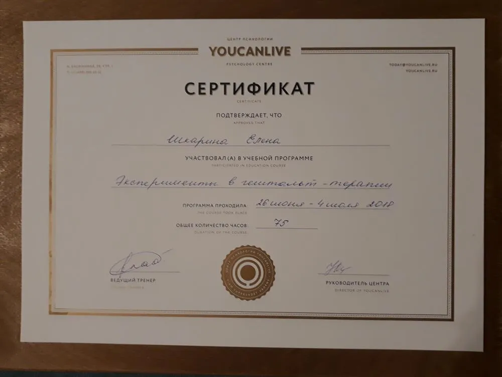 Учебная программа по гештальт-терапии, 2018 г.