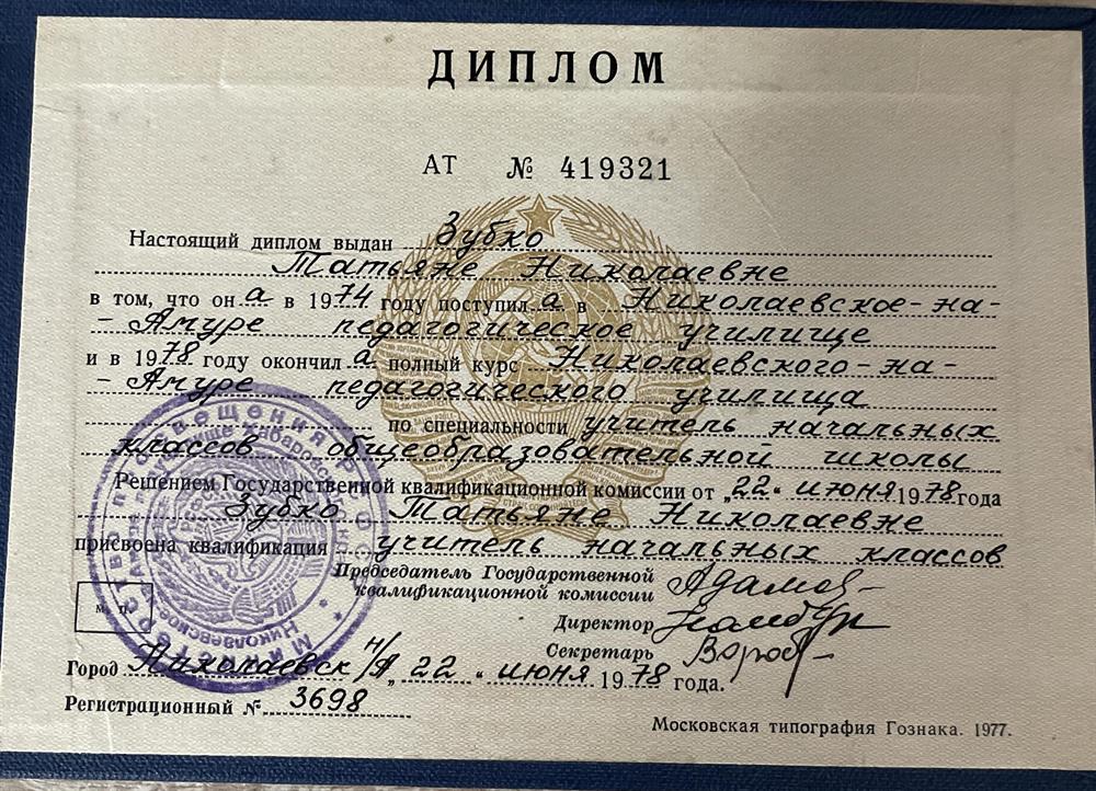 Диплом о присвоении квалификации «учитель начальных классов»