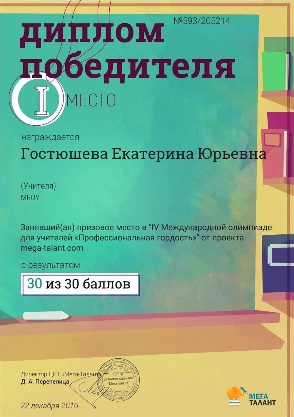 Диплом победителя