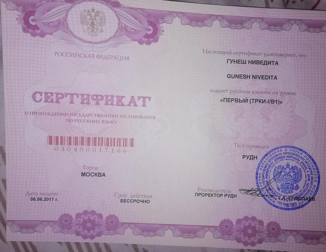Русский язык B1