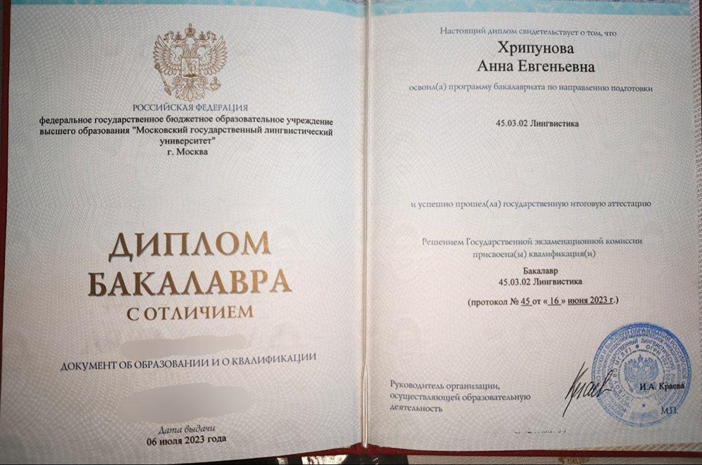 Диплом бакалавра 
