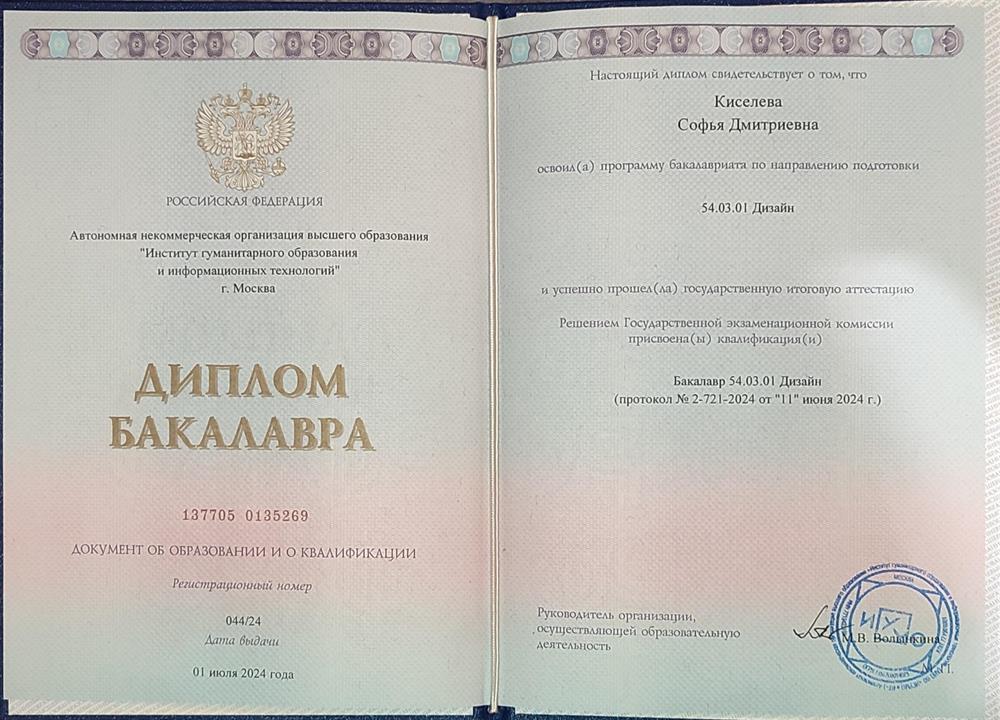 Диплом бакалавра "Дизайн"