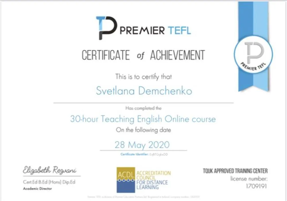 TEFL online teaching certificate (30H)