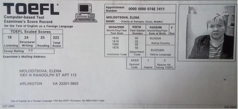 TOEFL Certificate