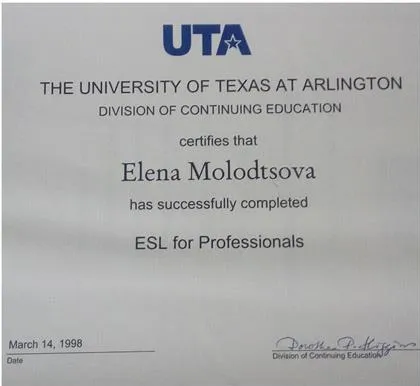 ESL for Professional Certificate from UTA