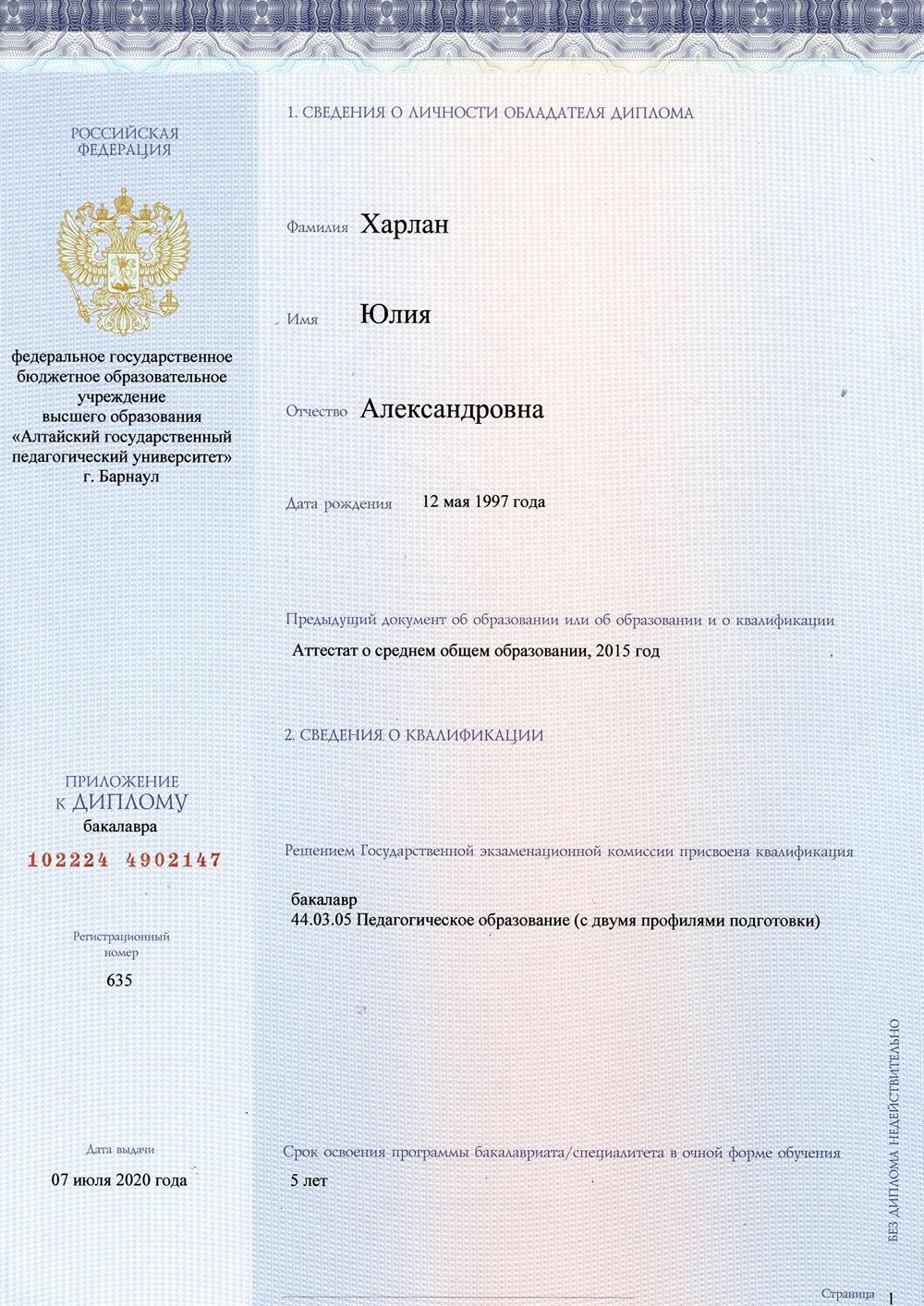 Диплом бакалавра