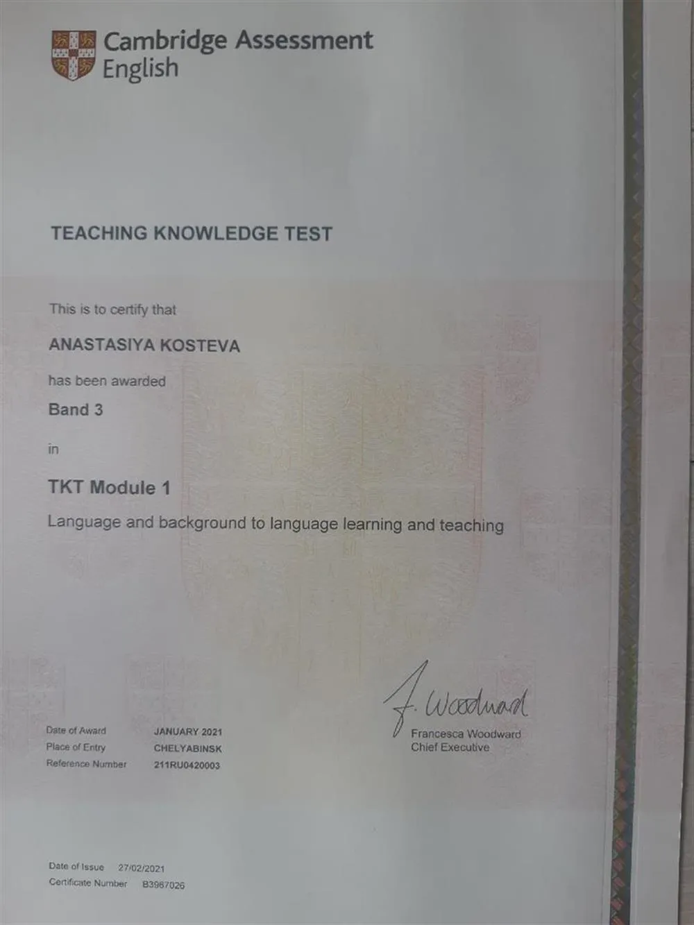 TKT (Teaching Knowledge Test)
