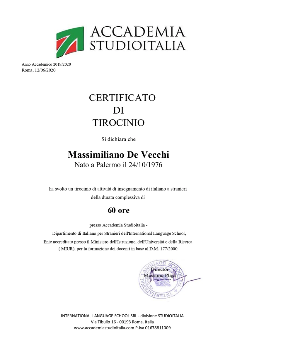 Certificato tirocinio