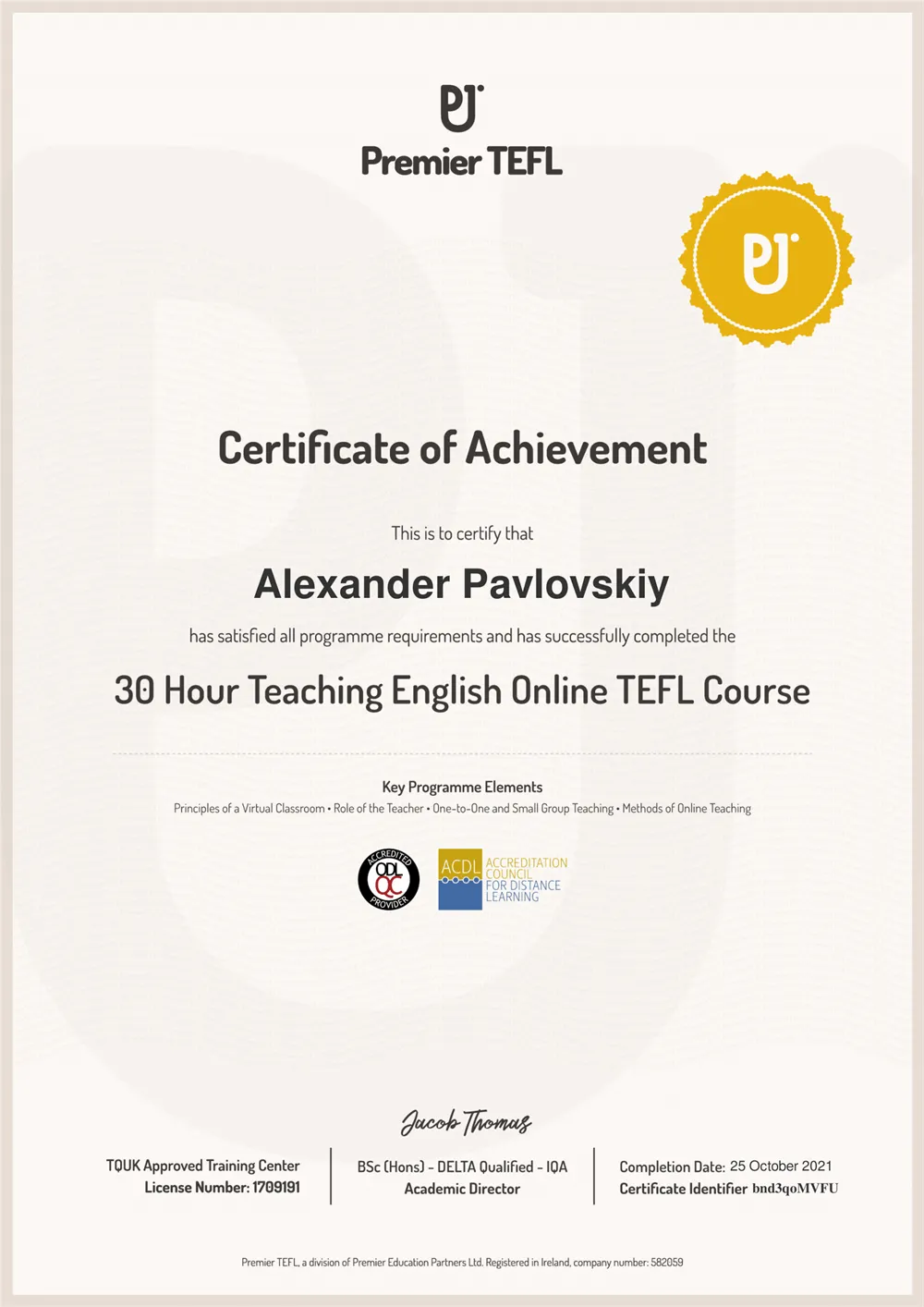 Teaching English Online Certificate