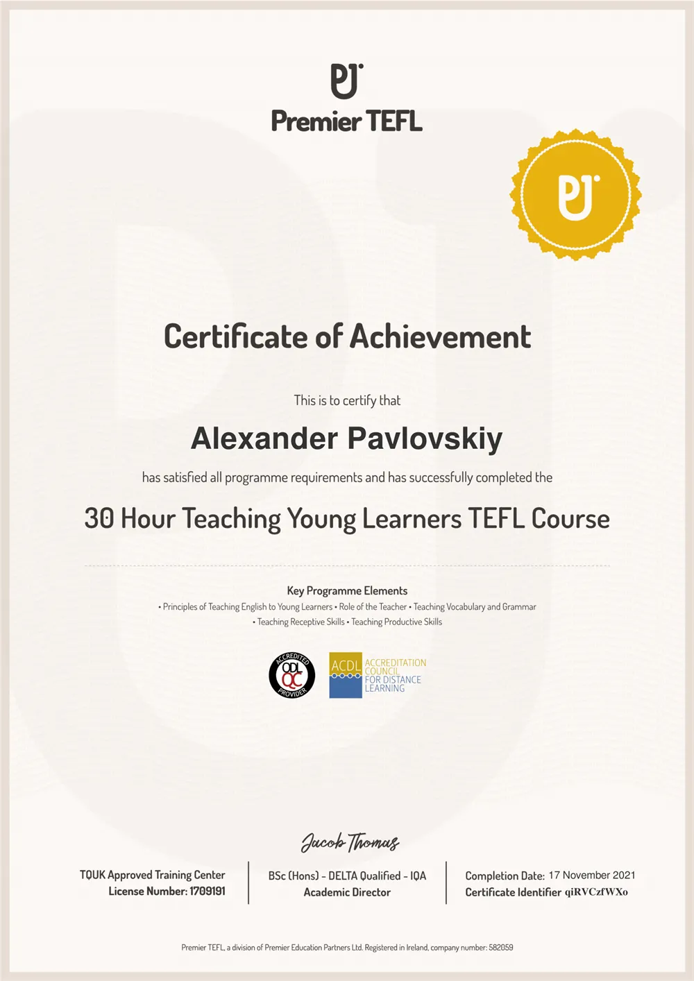 Teaching Young Learners Certificate