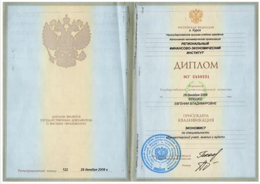 Диплом Экономист бухгалтерского анализа, учета и аудита