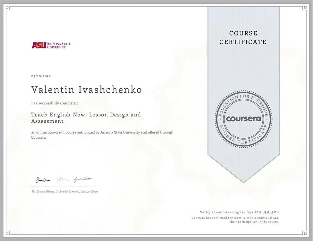 TESOL Certificate Lesson Design and Assessment