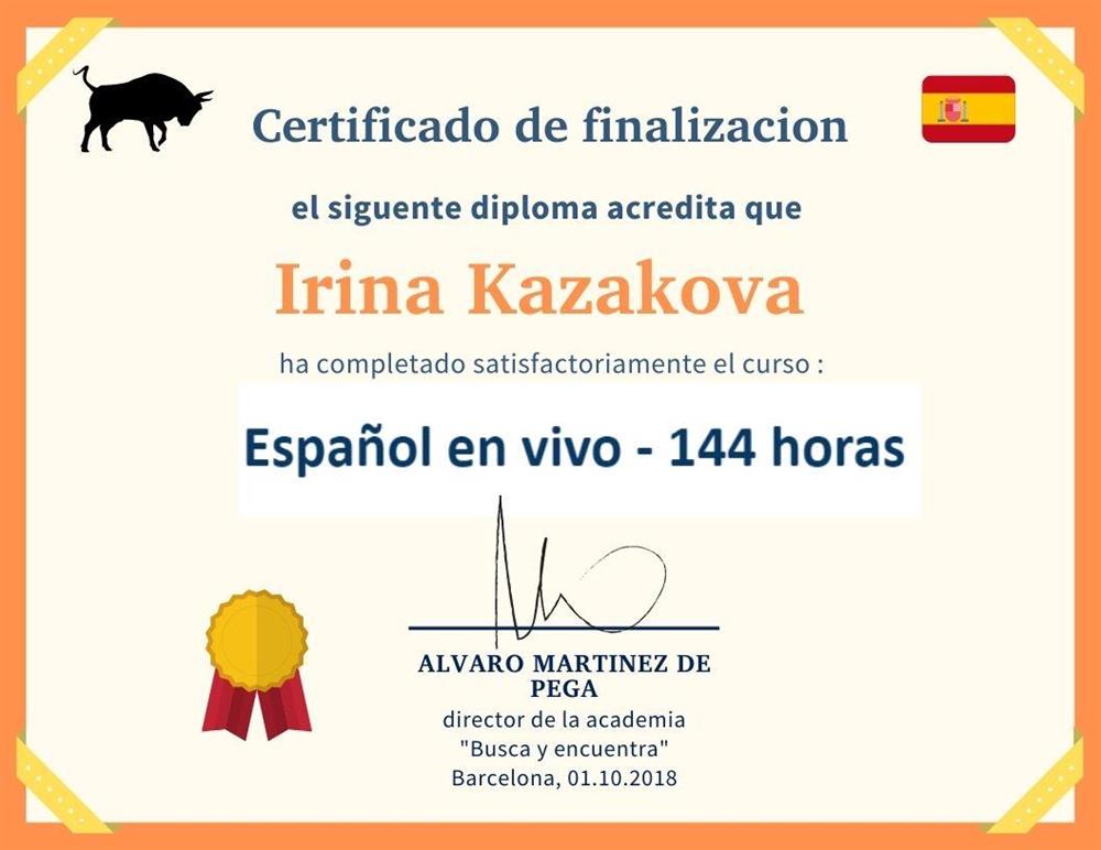 Certificado del curso