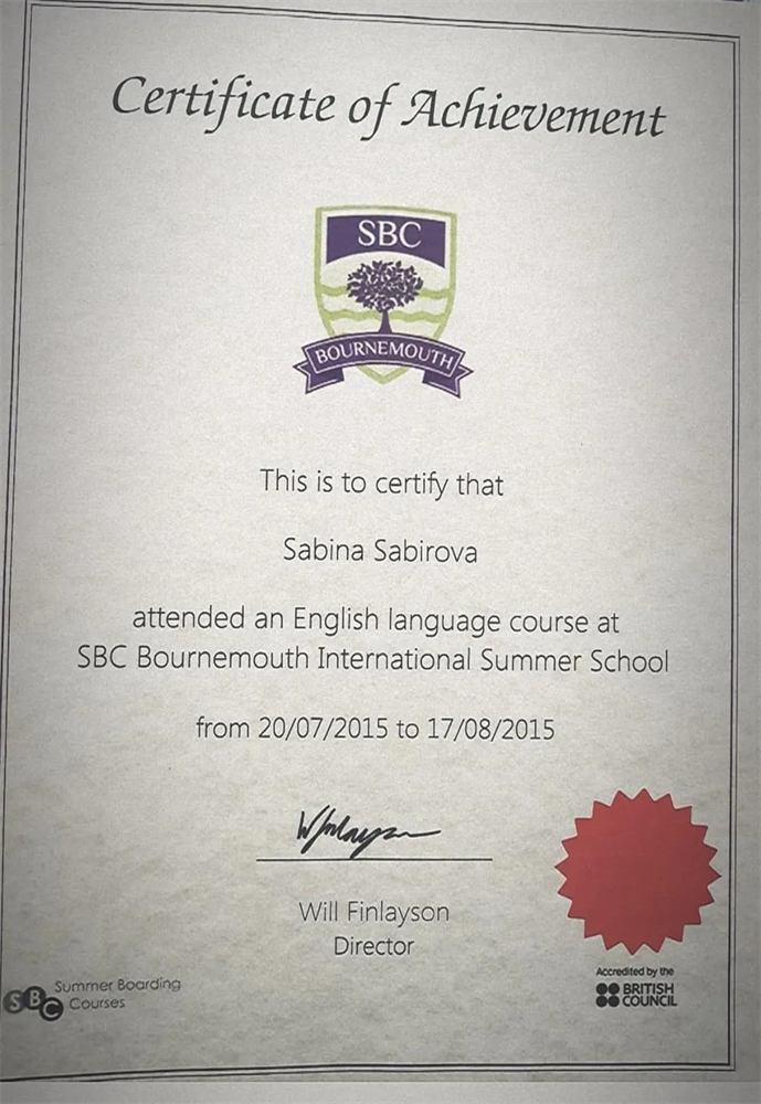 Certificate of achievement 